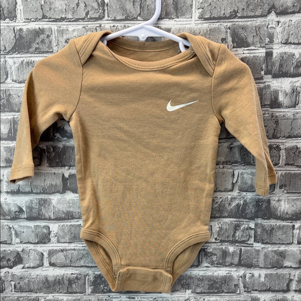 Nike Tan Long Sleeve Baby Onesie‎